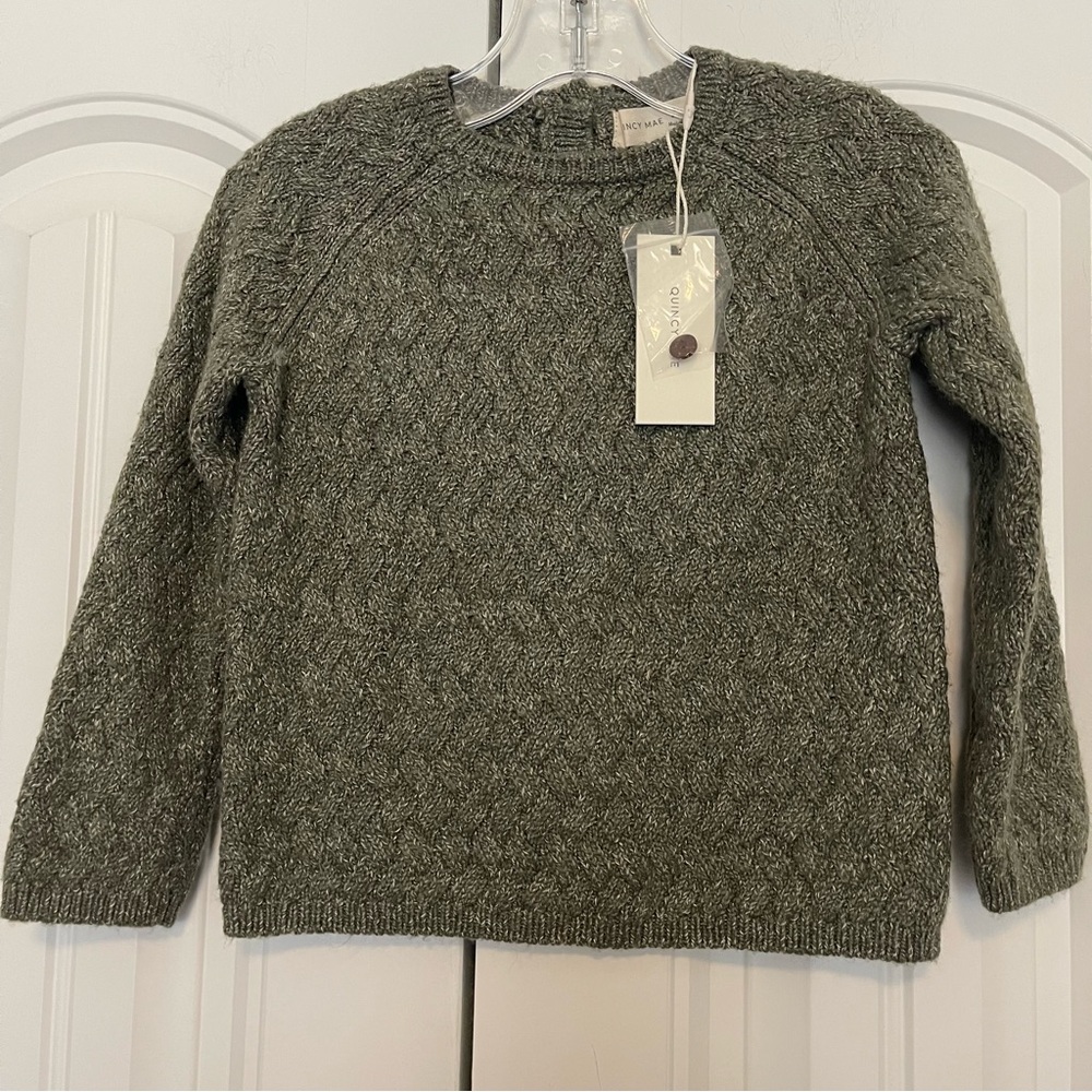 Quincy Mae Textured Knit Sweater in Olive size 3